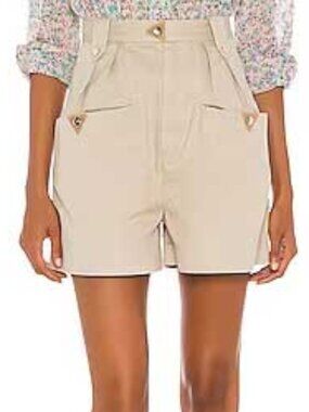 Isabel Marant Étoile Palino Suede-trimmed Cotton Shorts in Khaki
